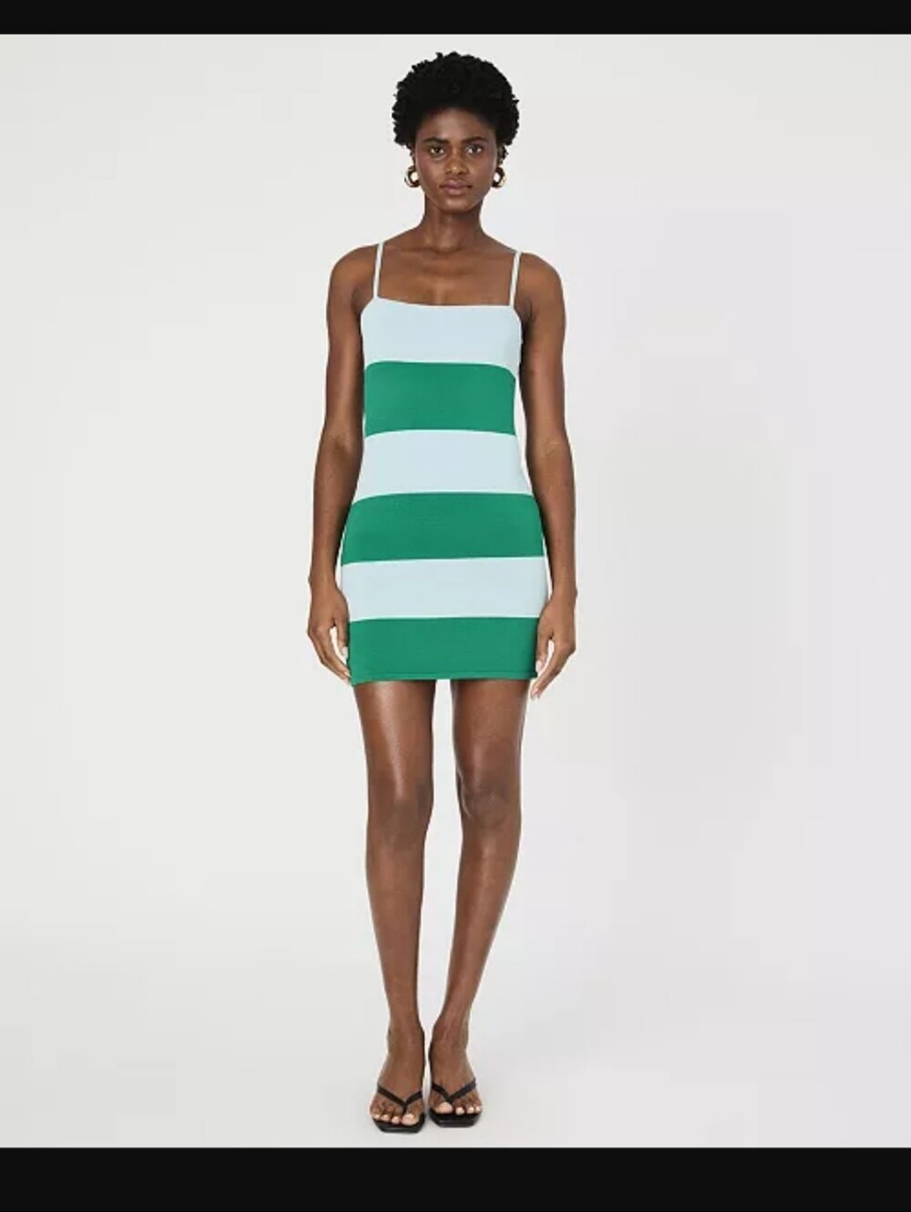 French Connection green light blue striped colorblock Bodycon Knit Mini Dress